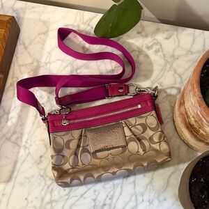 Coach Beige and Magenta Crossbody Bag